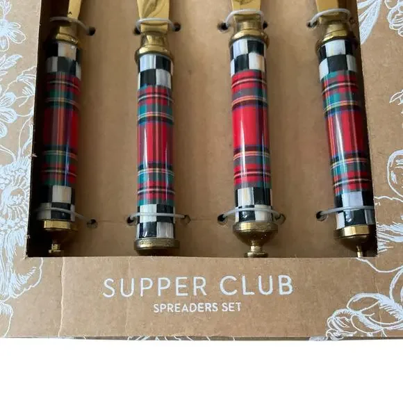 Mackenzie Childs Supper Club Spreaders Set Tartastic NEW Flatware